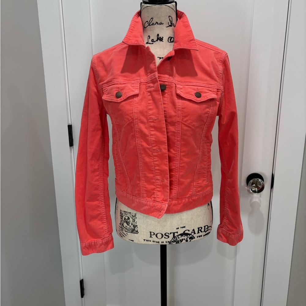 GAP 1969 Women's Vibrant Pink/Coral Corduroy Jean Jacket